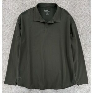 BYLT Premium Basics Lux Polo Men's‎ 3XL Green Long Sleeve Drop Cut Performance